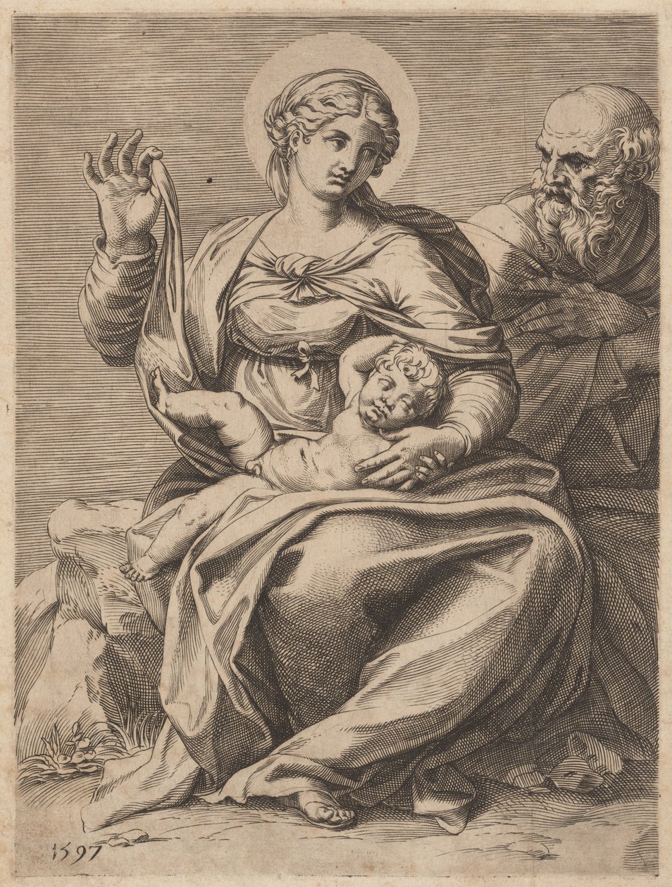 Pyhä perhe tekijältä Agostino Carracci