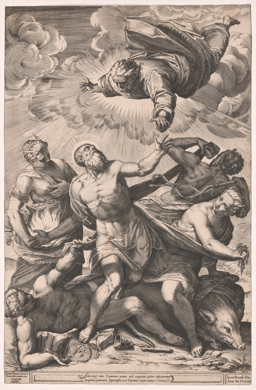 Pyhän Antoniuksen kiusaaminen tekijältä Agostino Carracci