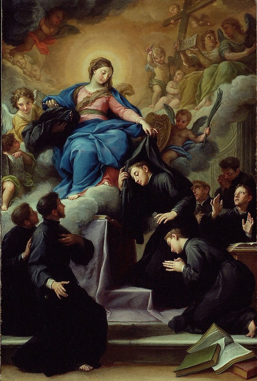 Madonna Serviittiritarikunnan seitsemän perustajan kanssa, n. 1728 (öljy kankaalle) tekijältä Agostino Masucci