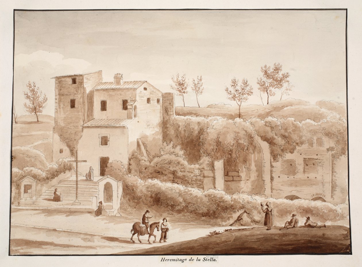 Madonna della Stellan Eremitaaši, 1833 (etsaus ruskealla pesulla) tekijältä Agostino Tofanelli