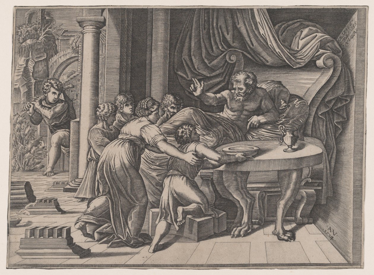 Isaac Blessing Jacob, 1524. tekijältä Agostino Veneziano