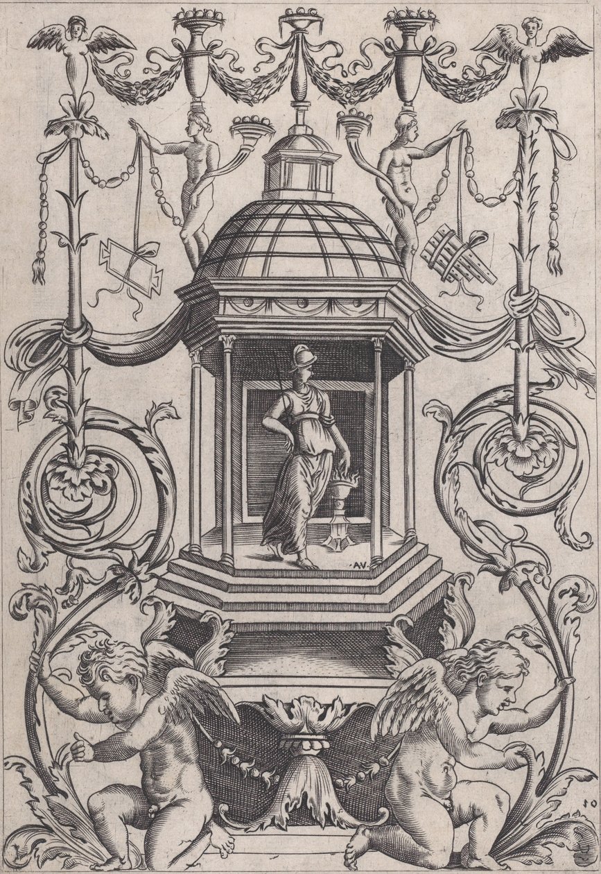 Koristepaneeli, n. 1514-36. tekijältä Agostino Veneziano