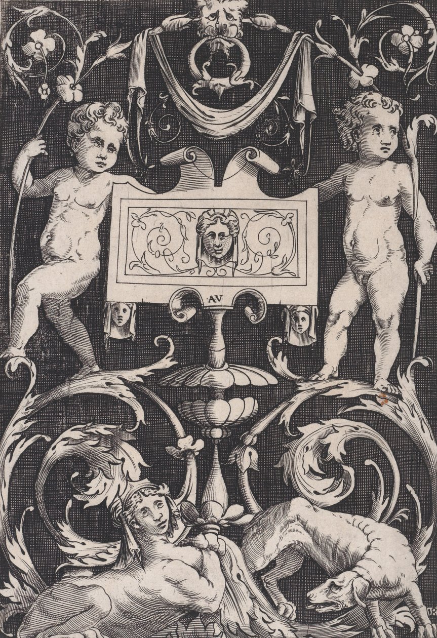 Koristepaneeli, n. 1514-36. tekijältä Agostino Veneziano