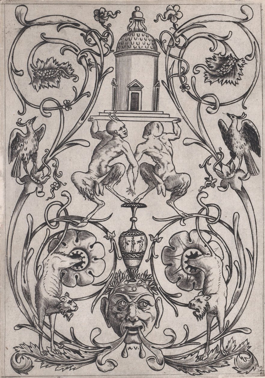 Panell ornamental, ca. 1514-36. finlandès tekijältä Agostino Veneziano
