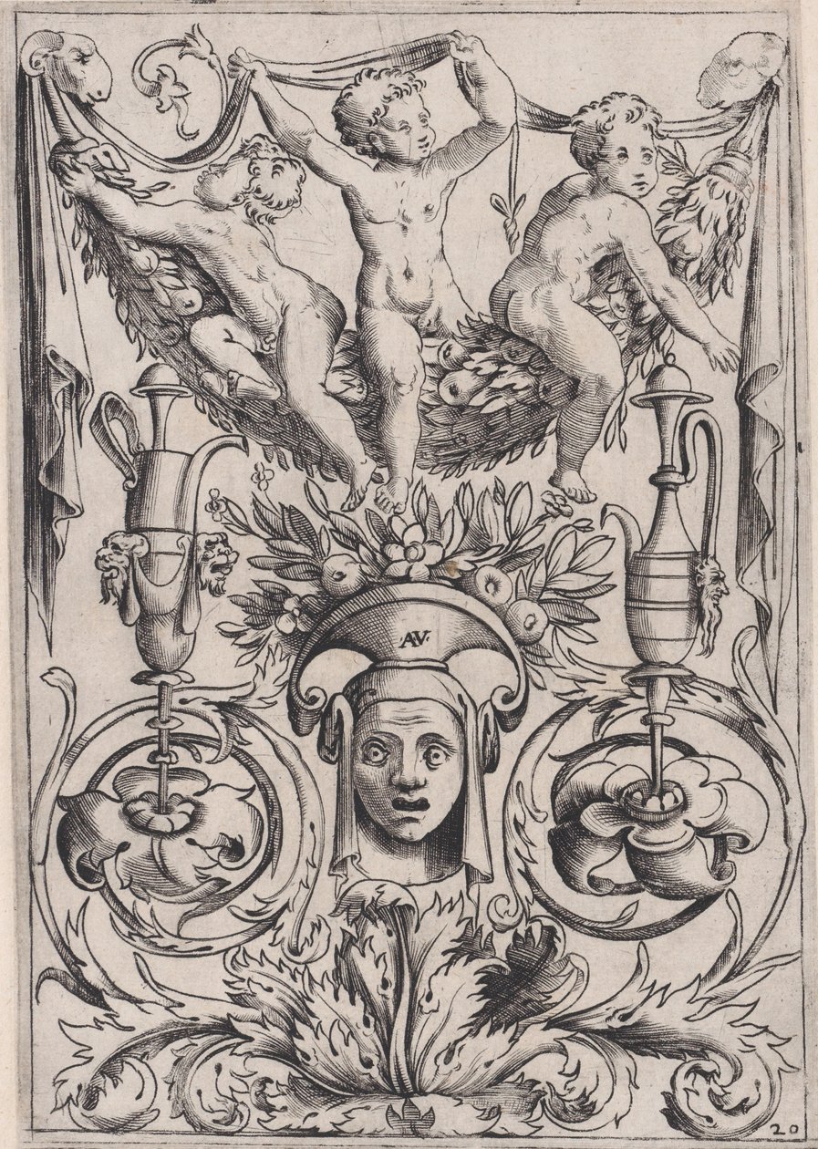 Panell ornamental, ca. 1514-36. finlandès tekijältä Agostino Veneziano