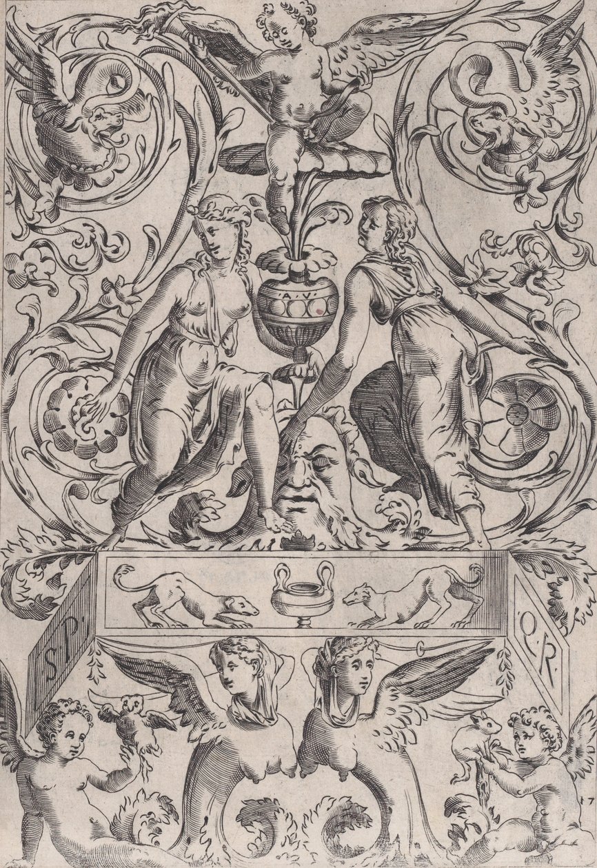 Koristepaneeli, n. 1514-36. tekijältä Agostino Veneziano