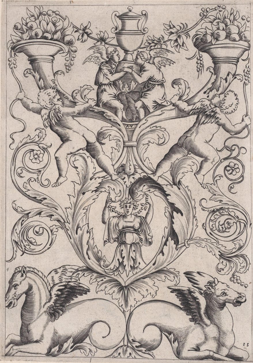 Koristepaneeli, n. 1514-36. tekijältä Agostino Veneziano
