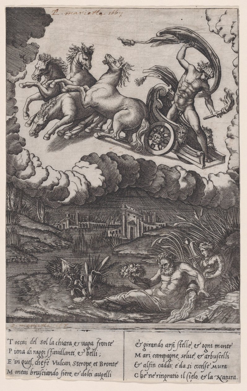 Phaeton, n. 1514-36. tekijältä Agostino Veneziano