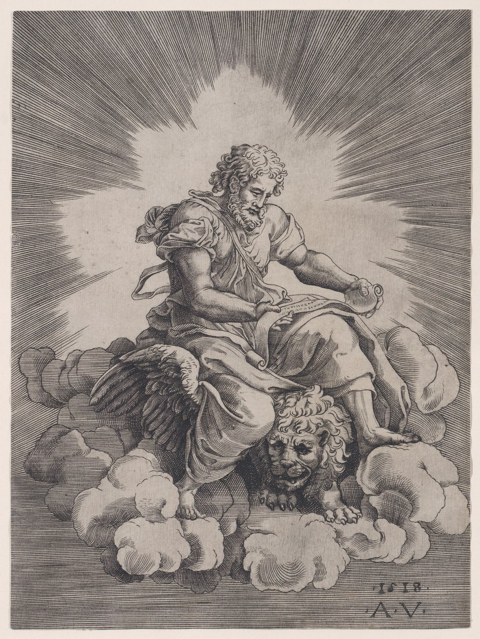 Pyhä Markus, päivätty 1518. tekijältä Agostino Veneziano