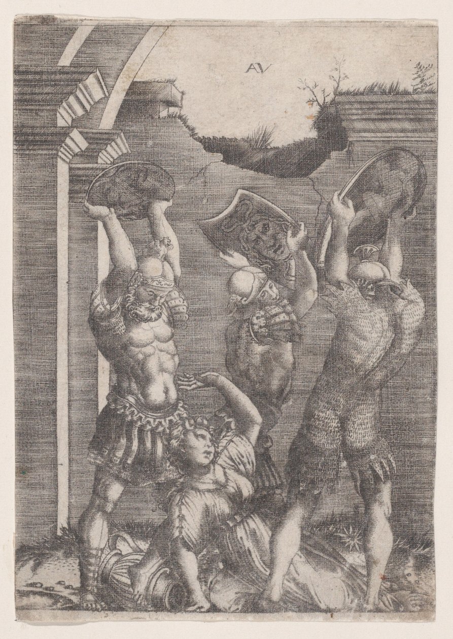 Tarpeia Sabiinien murskaama, n. 1514-3 tekijältä Agostino Veneziano