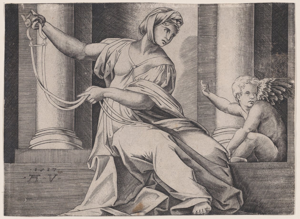 Temperance, päivätty 1517. tekijältä Agostino Veneziano