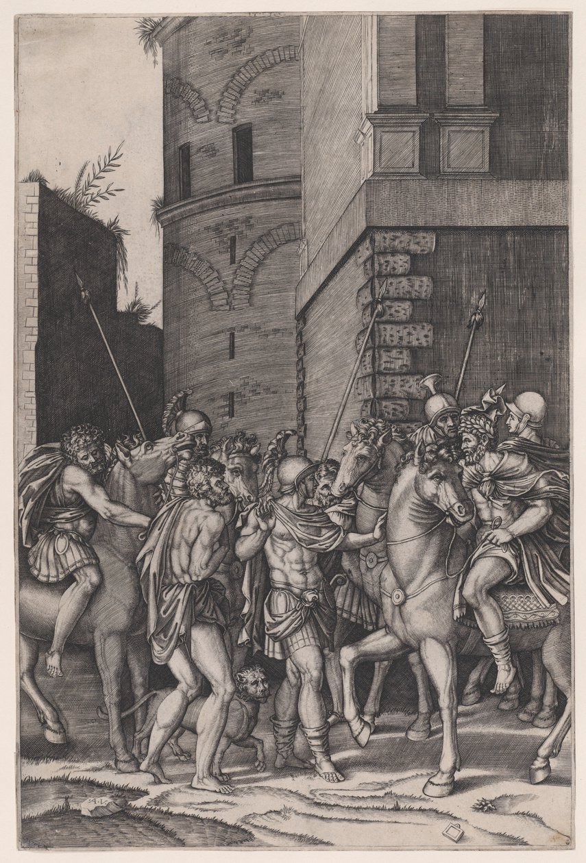 Keisari kohtaa soturin, n. 1516-17. tekijältä Agostino Veneziano