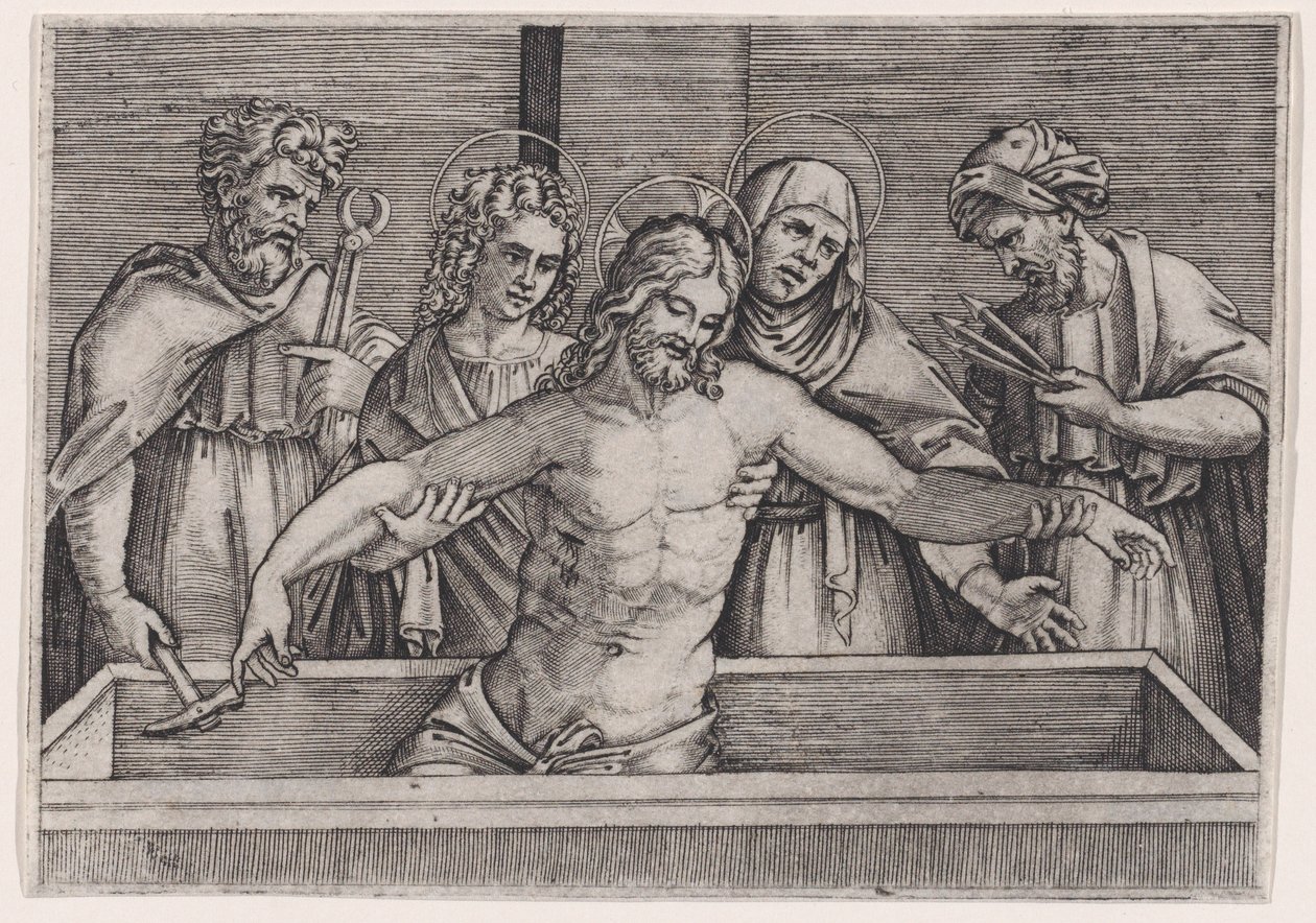 Kristuksen hautaus, n. 1514-36. tekijältä Agostino Veneziano