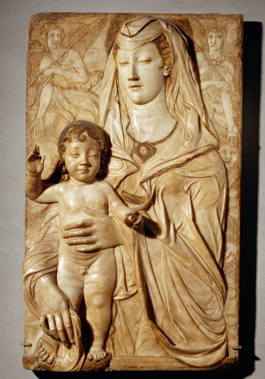 Neitsyt ja lapsi kahden enkelin välissä Marmori. Mätää. 5 ... tekijältä Agostino di Duccio