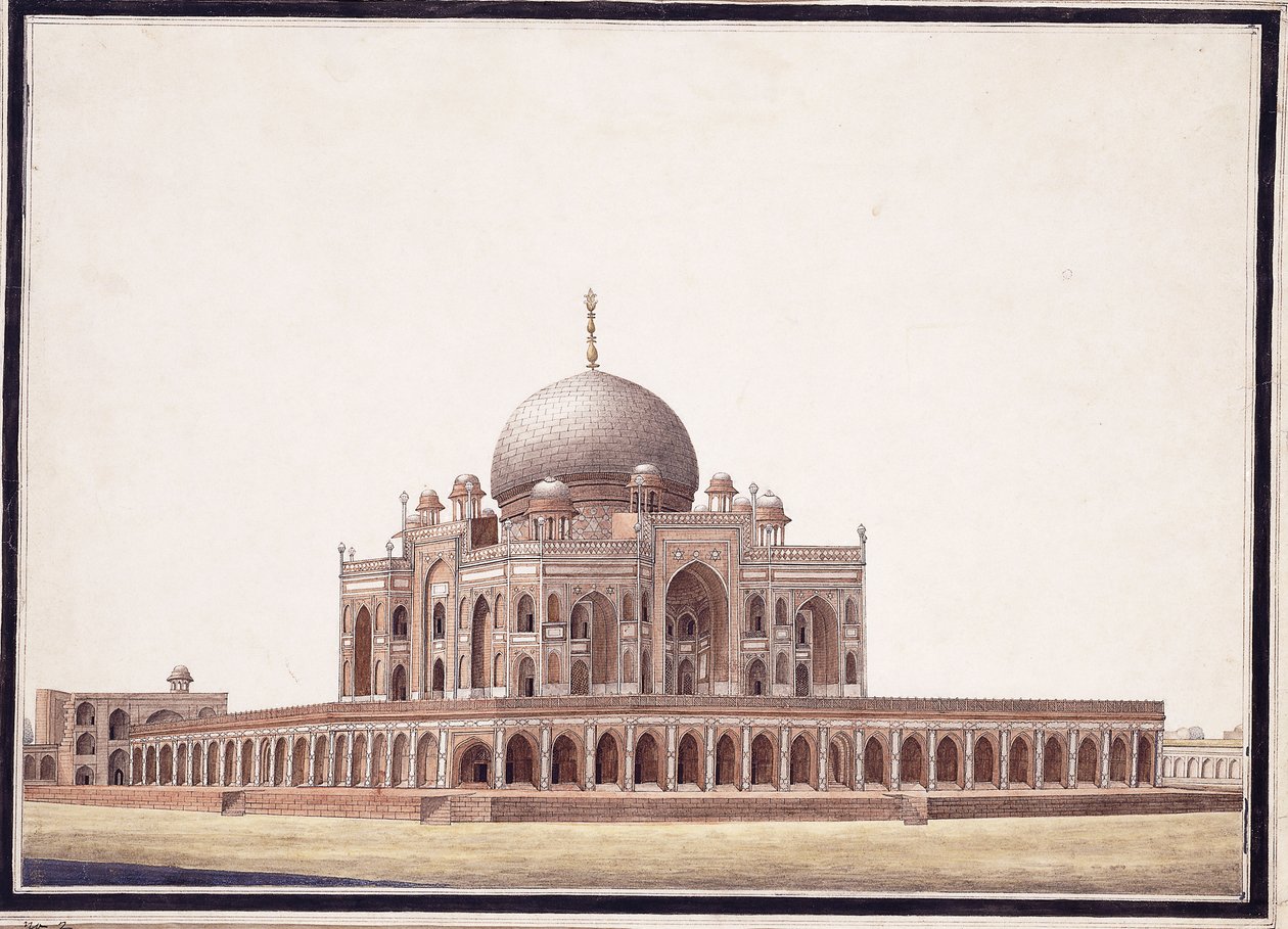 Humayunin hauta, noin 1820 tekijältä Agra School