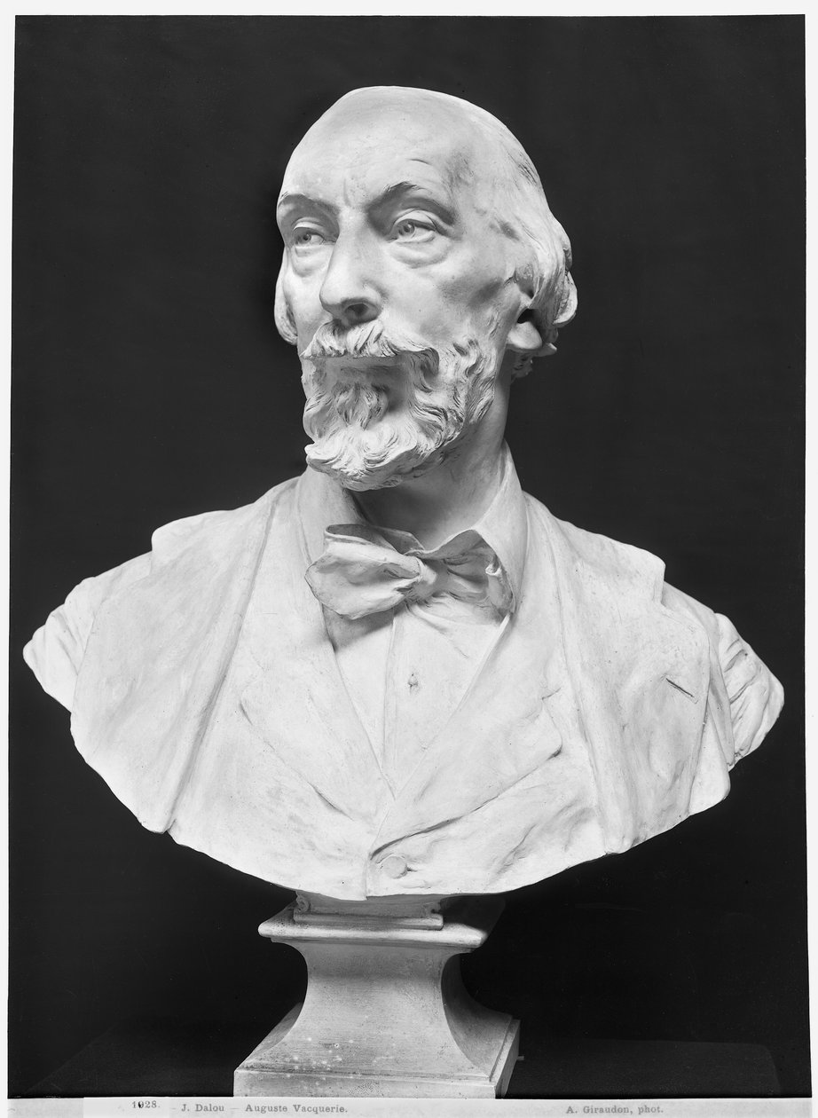 Auguste Vacquerien (1819-95) rintakuva (kipsi) (bw kuva) tekijältä Aime Jules Dalou