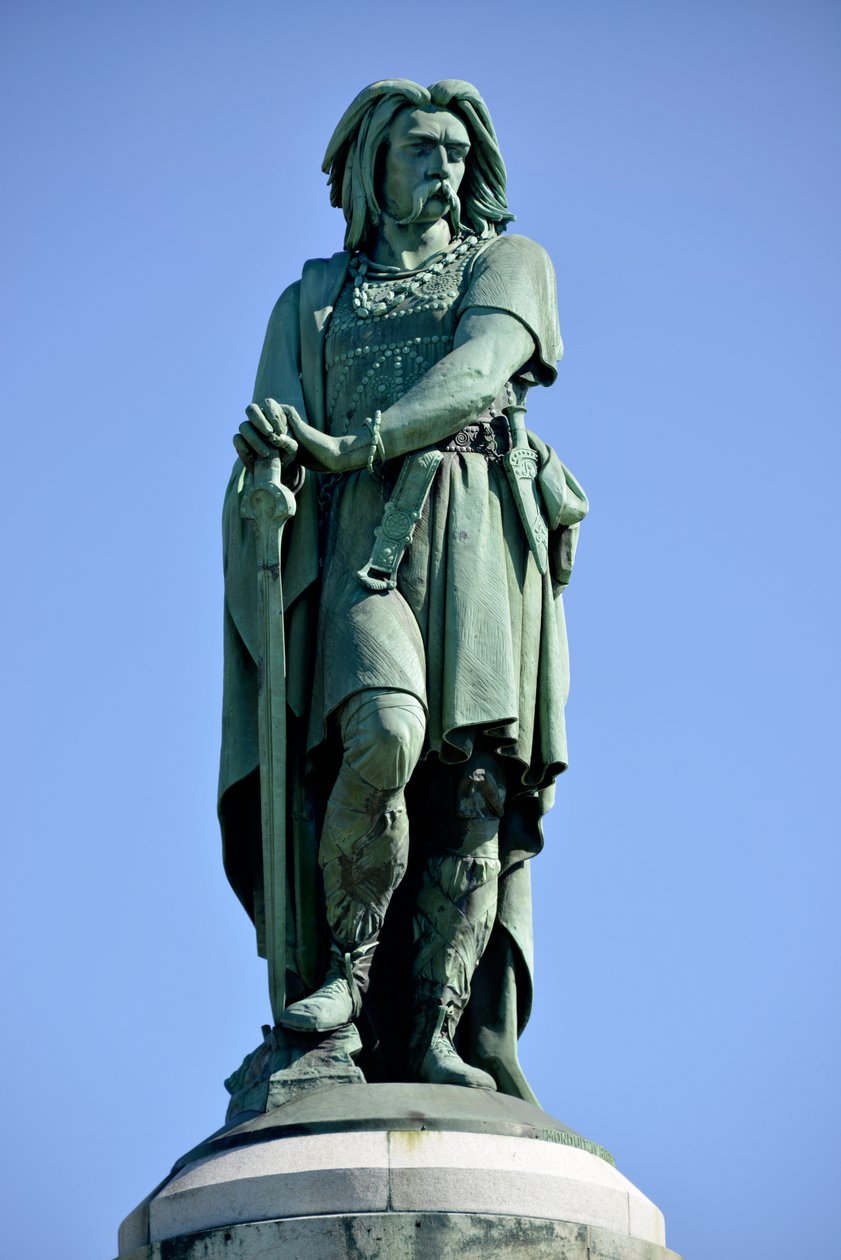 Vercingetorixin (72-46 eKr.), gallialaisen johtajan kolossaalinen patsas - veistos Millet Aimesta (1819-1891) 6,60 m korkea erige vuonna 1865 Mont Auxois