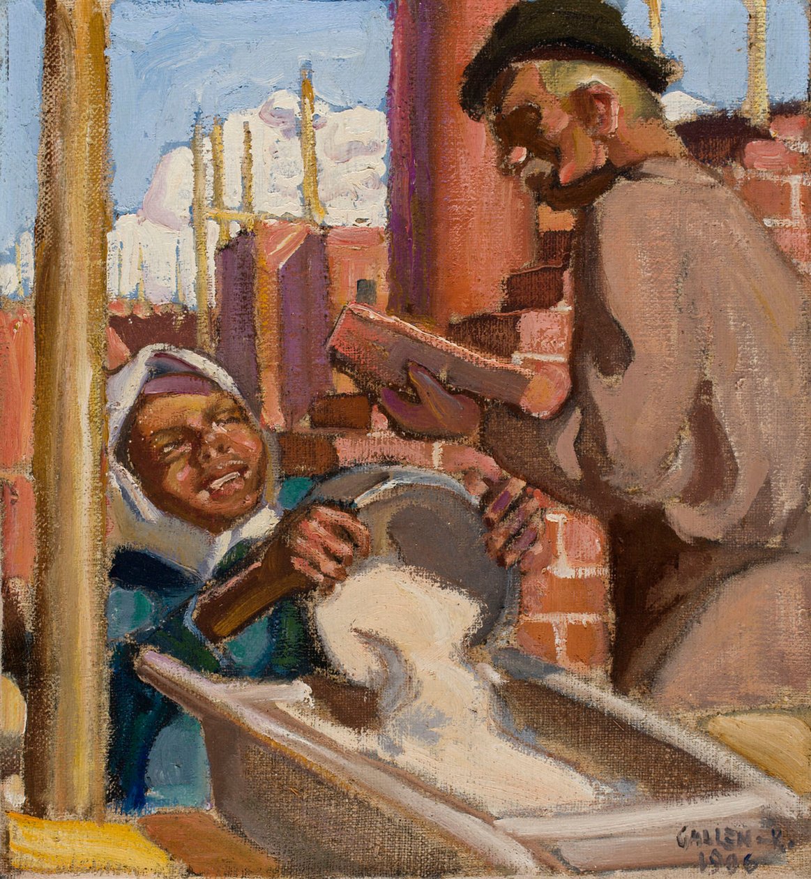 Rakennustyömaalla tekijältä Akseli Gallen-Kallela