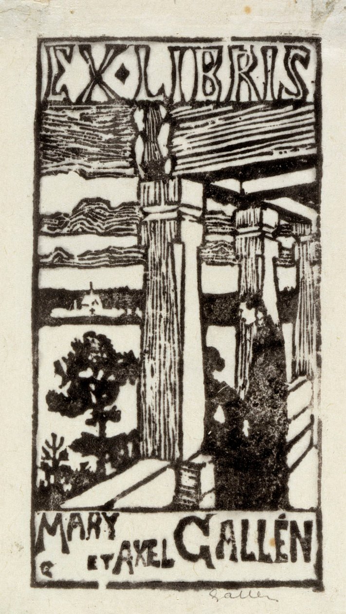 Mary ja Axel Gallénin exlibris tekijältä Akseli Gallen-Kallela