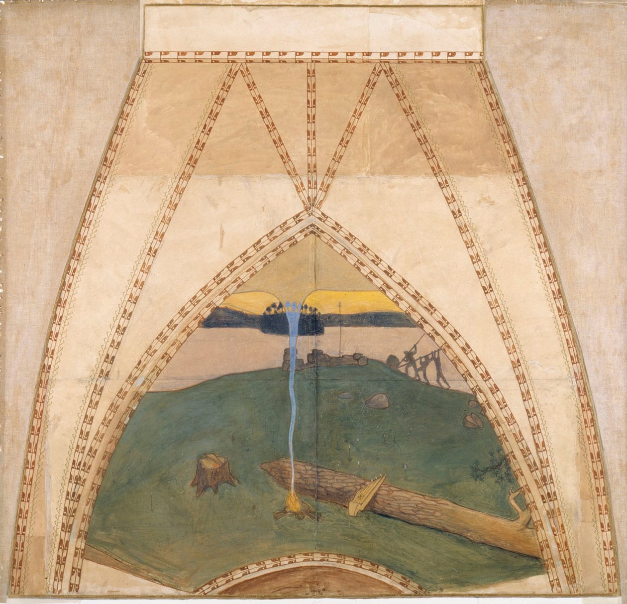 Heidentum und Christentum, Skizze für die Kuppelfresken des finnischen Pavillons auf der Weltausstellung 1900 in Paris tekijältä Akseli Gallen-Kallela