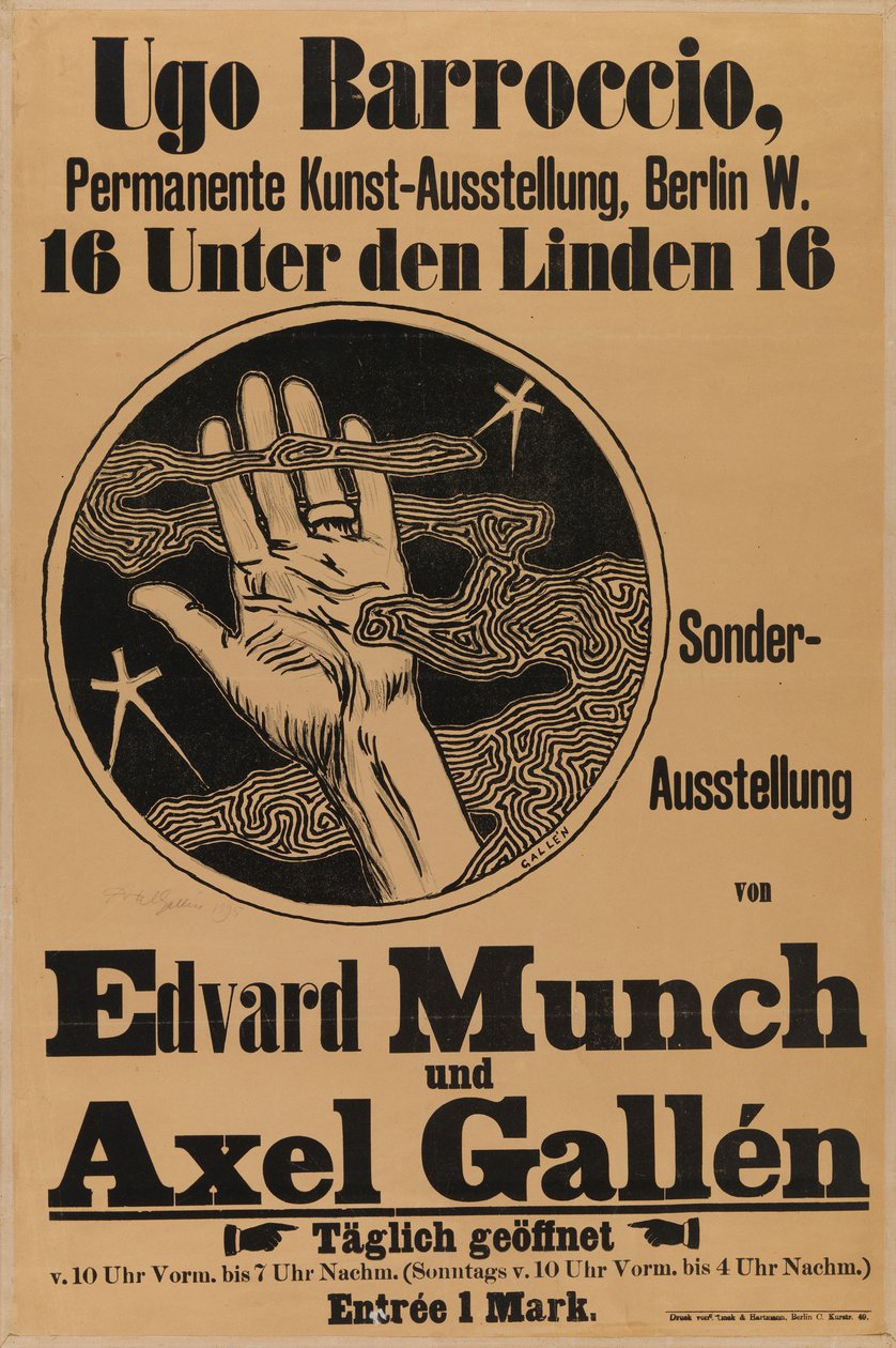 Plakat für Munch & Galléns Ausstellung tekijältä Akseli Gallen-Kallela