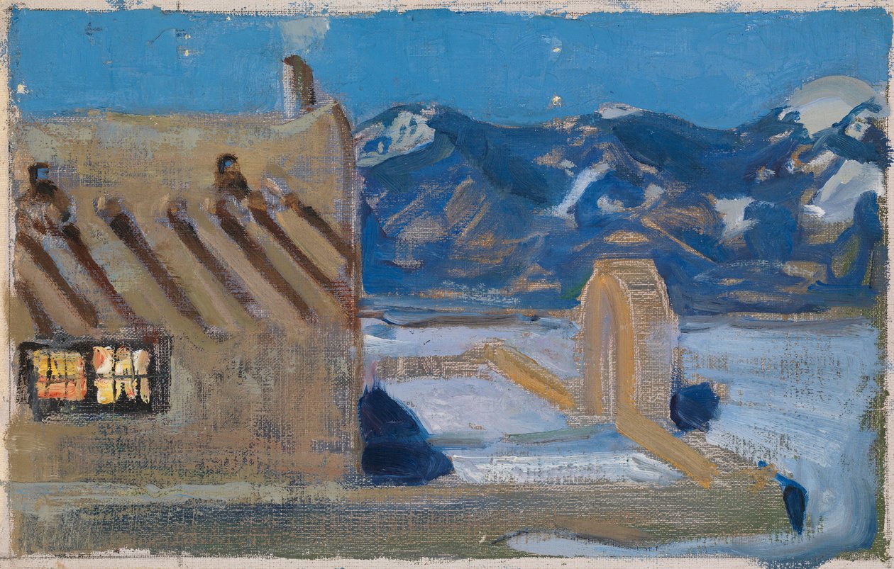 Taos-talo kuunvalossa tekijältä Akseli Gallen-Kallela