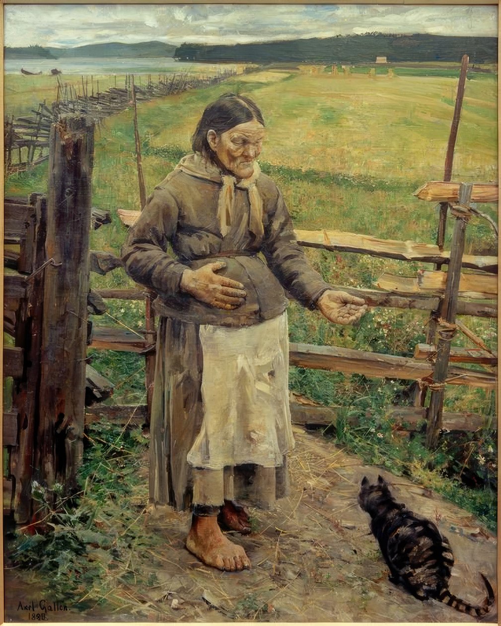 Alte Frau mit Katze tekijältä Akseli Valdemar Gallen Kallela