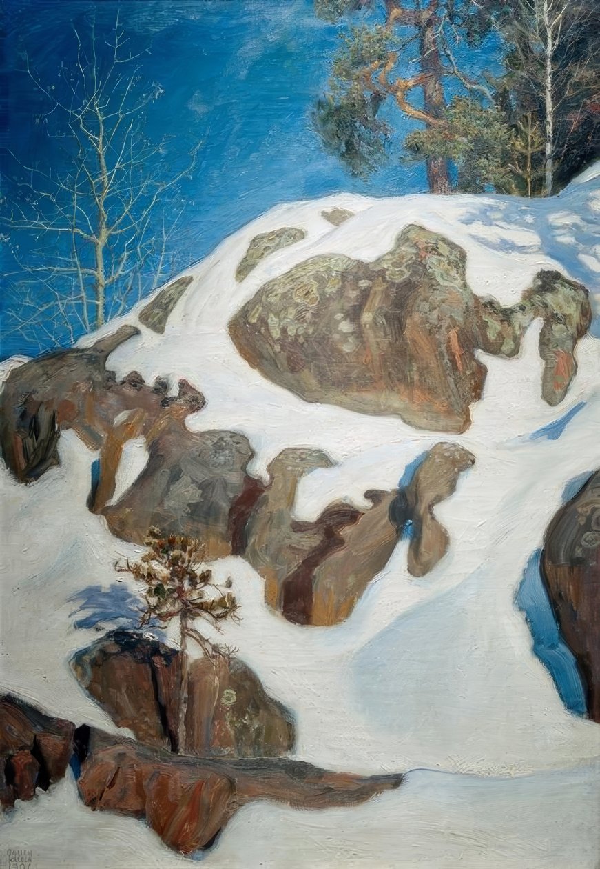Schneebedeckte Felsen bei Kalela tekijältä Akseli Valdemar Gallen Kallela