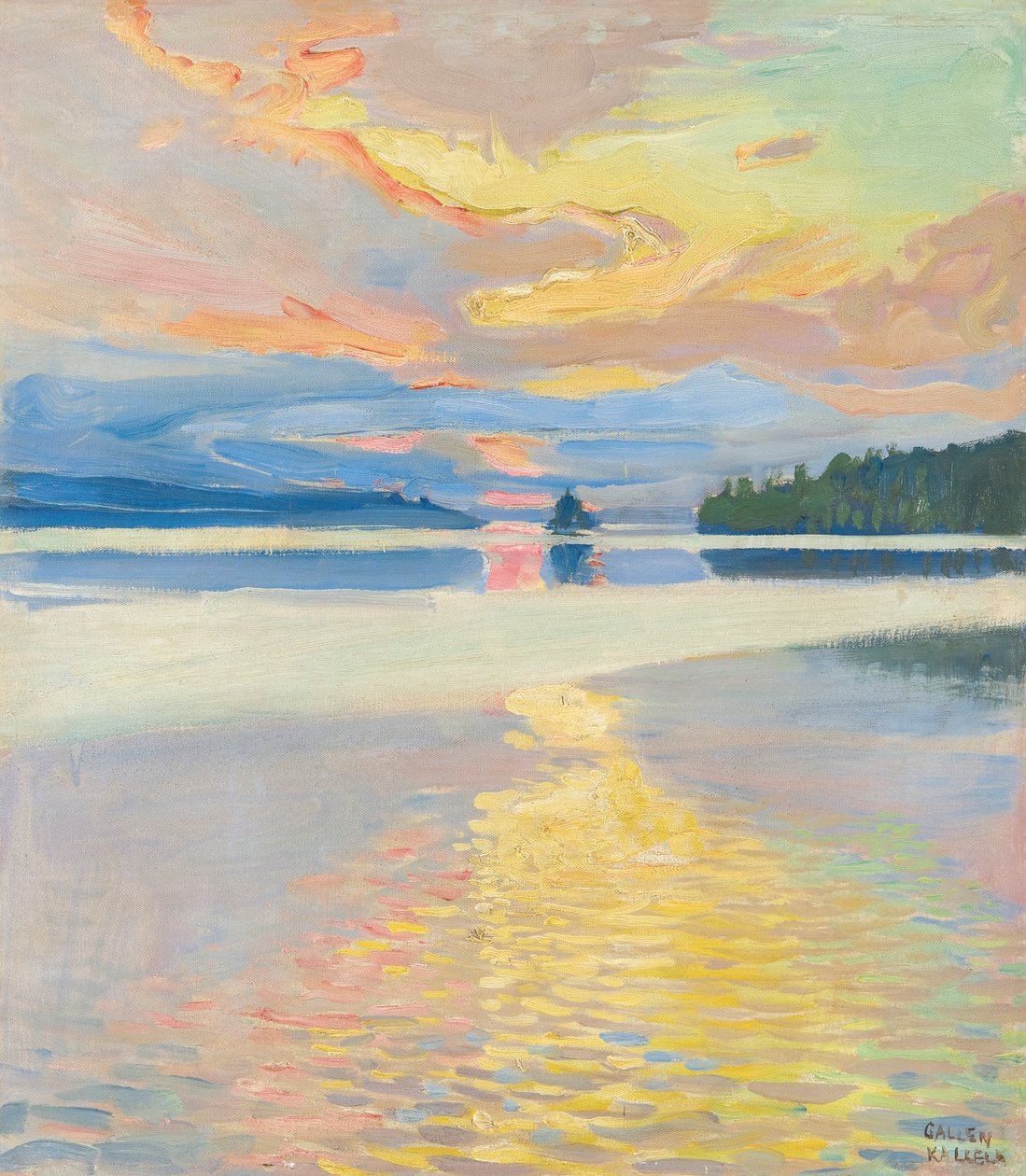 Auringonlasku Ruoveden yli, n. 1915 (öljy kankaalle) tekijältä Akseli Valdemar Gallen Kallela
