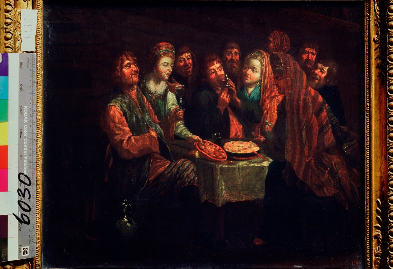 Talonpoikaisjuhla - Al Vishnekovin maalaus (1700-luvun ensimmäinen puolisko), öljyt kankaalle, venäläistä taidetta 1700-luku - Venäjän valtionmuseo, Pietari tekijältä Al Vishnekov