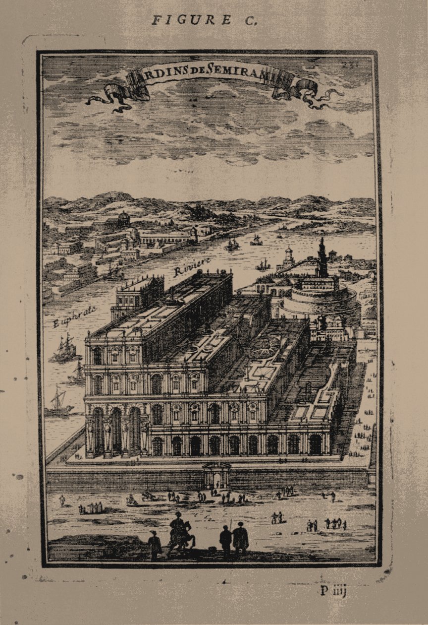 Semiramiksen riippuvat puutarhat, 1683 tekijältä Alain Manesson Mallet