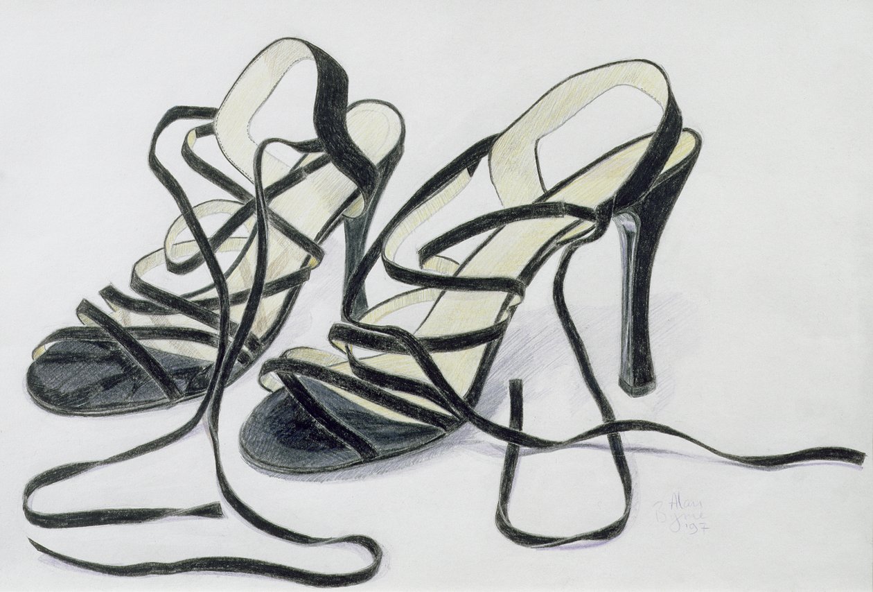 Mustat Strappy Shoes, 1997 (värikynä paperille) tekijältä Alan Byrne