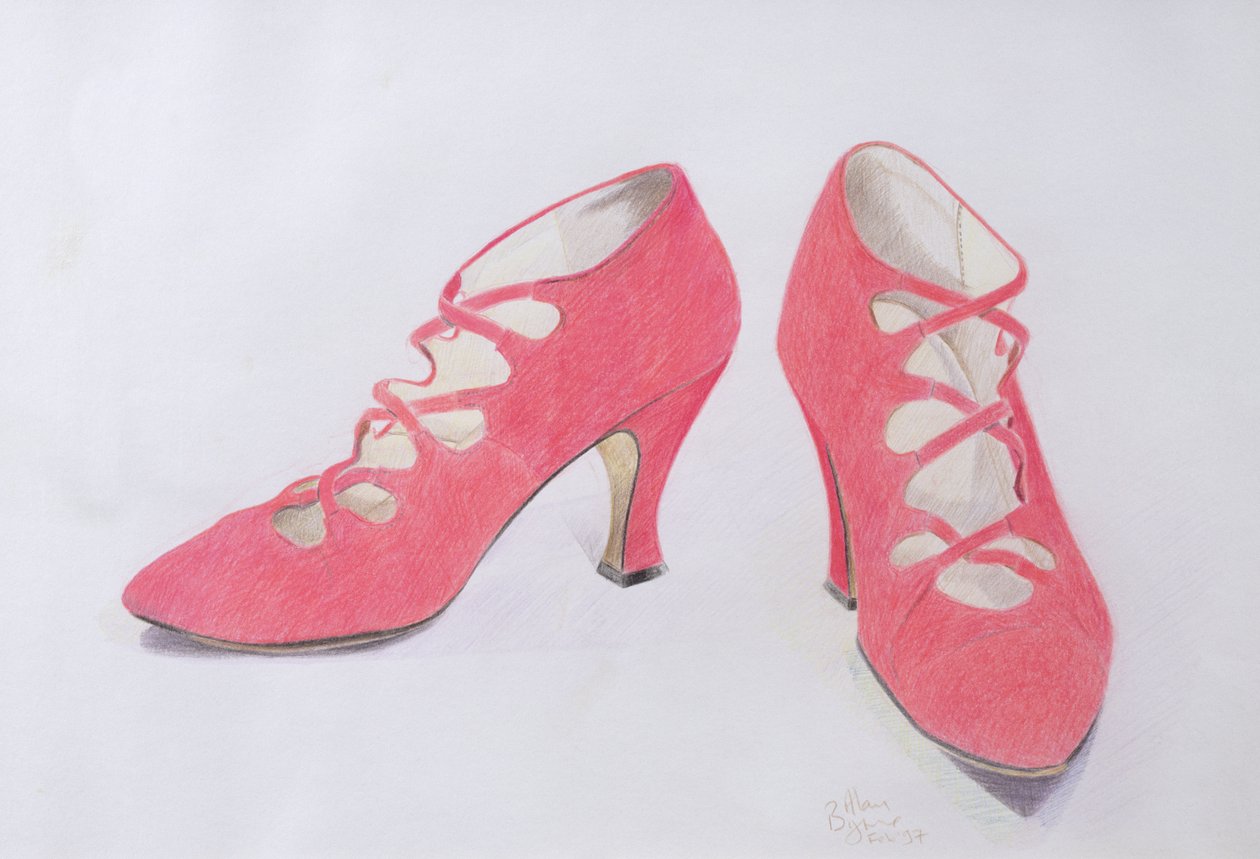 Pink Shoes, 1997 (värikynä paperille) tekijältä Alan Byrne
