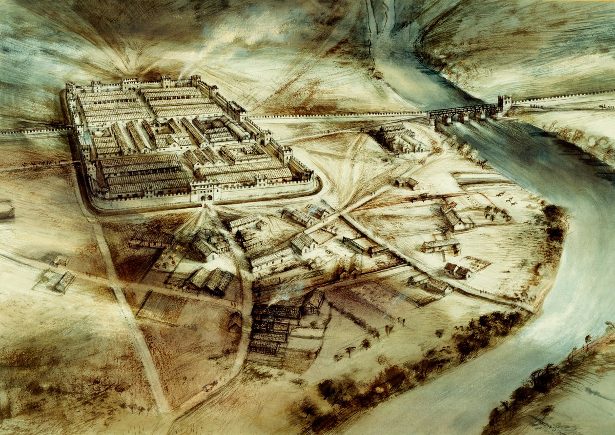 Chesterin roomalainen linnoitus, Hadrianuksen muuri, Northumberland, 1900-luku tekijältä Alan Ernest Sorrell