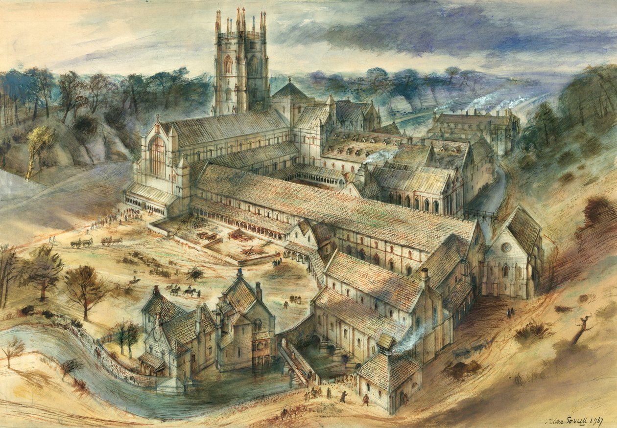 Fountains Abbey, 1100-luku, 1950-1970 tekijältä Alan Ernest Sorrell