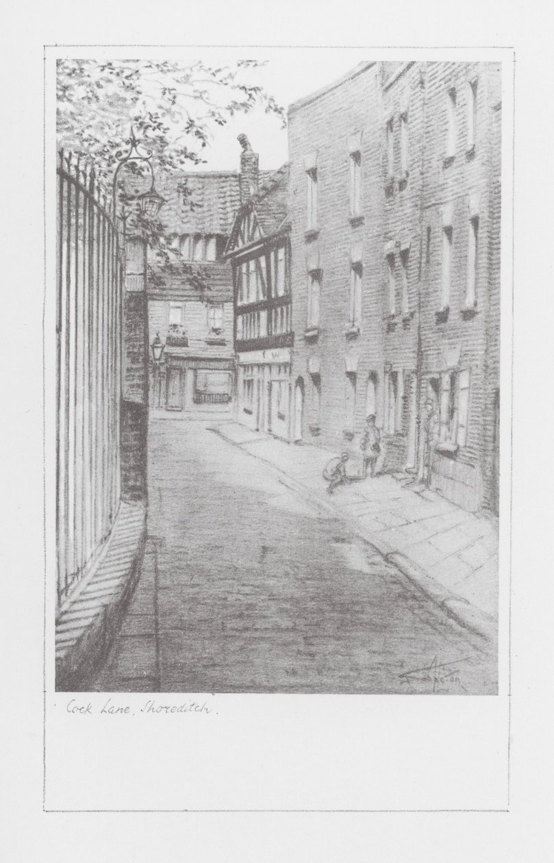 London Lanes: Cock Lane, Shoreditch (litografia). tekijältä Alan Stapleton