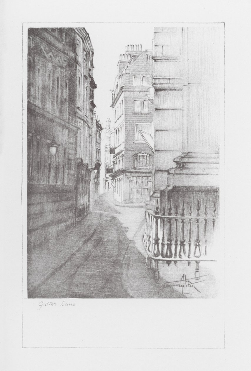 London Lanes: Gutter Lane (litografia) tekijältä Alan Stapleton