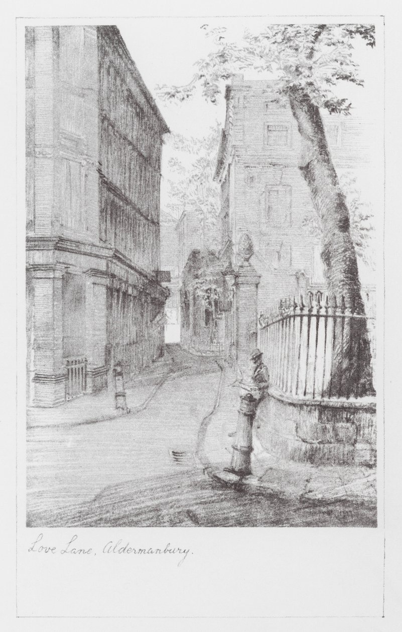 London Lanes: Love Lane, Aldermanbury (litografia). tekijältä Alan Stapleton