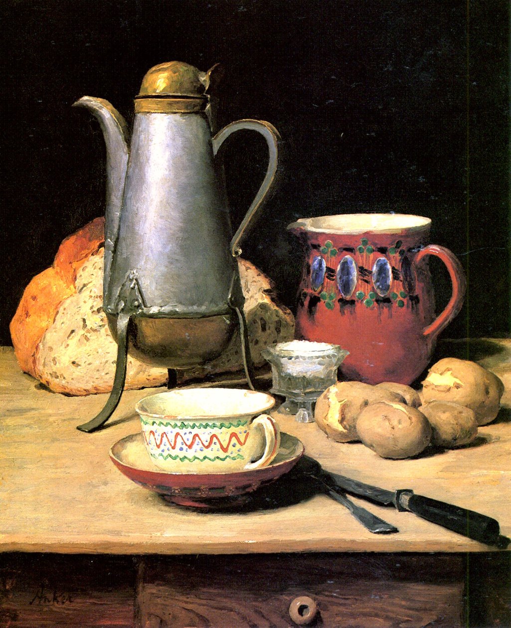 Stilleben, Kaffee und Kartoffeln tekijältä Albert Anker