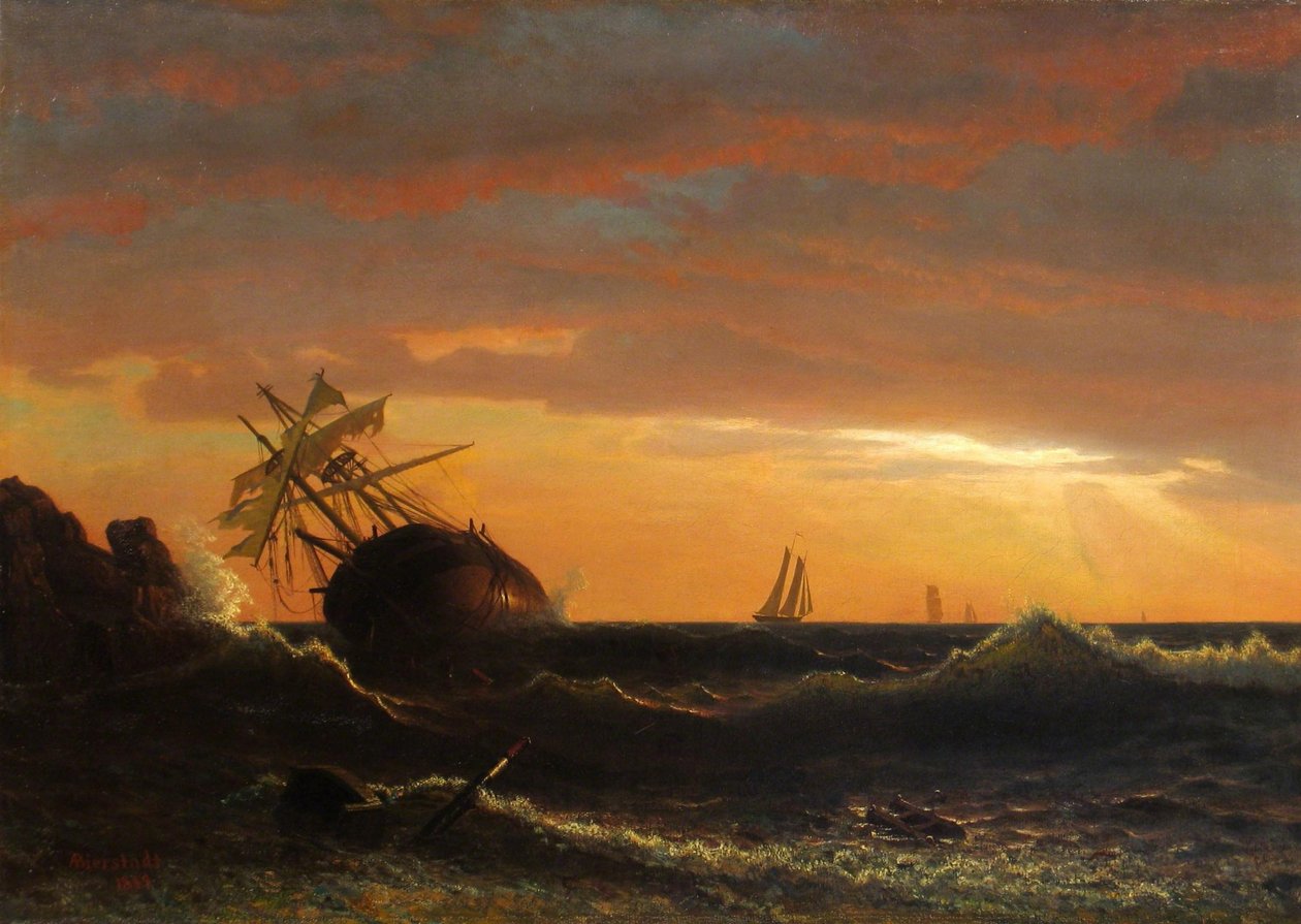 Rannalla oleva alus tekijältä Albert Bierstadt