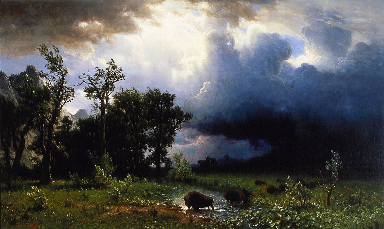 Buffalo Trail, lähestyvä myrsky tekijältä Albert Bierstadt
