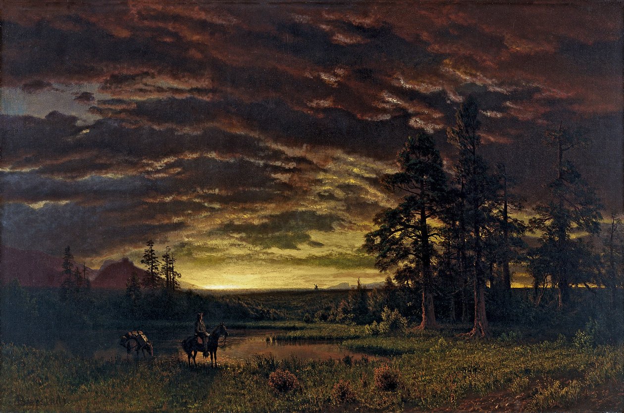 Ilta preerialla tekijältä Albert Bierstadt