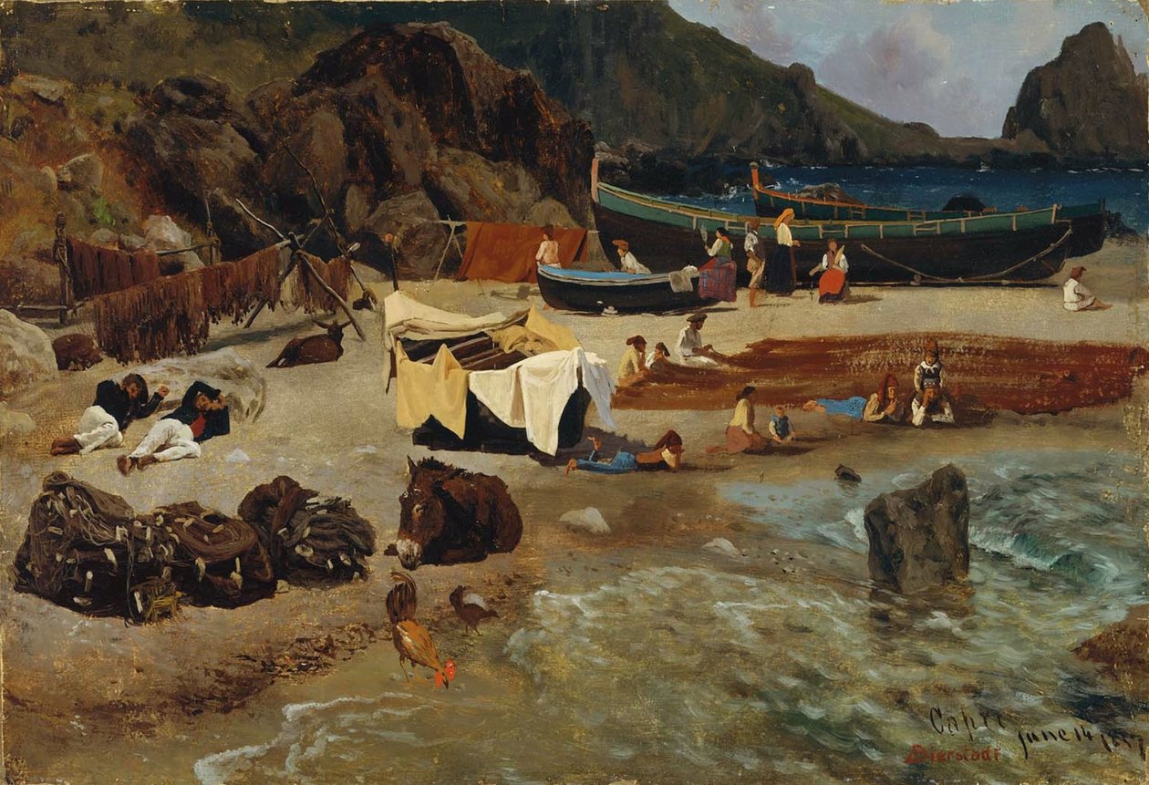 Kalastusveneet Caprilla tekijältä Albert Bierstadt