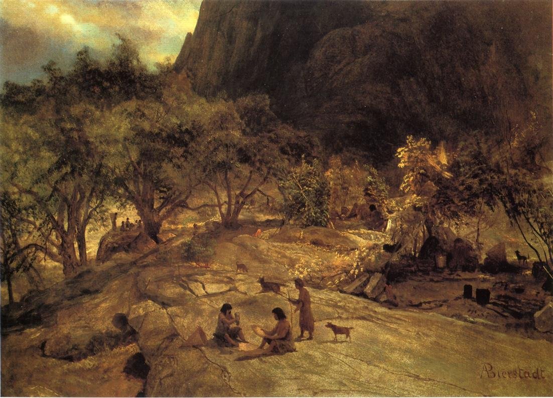 Intian leiri Yosemiten laaksossa Kaliforniassa tekijältä Albert Bierstadt