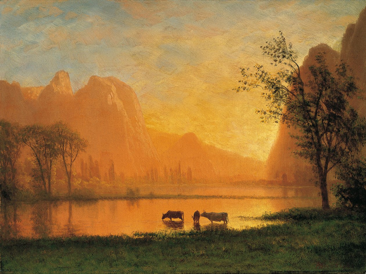 Auringonlasku Yosemitessa tekijältä Albert Bierstadt