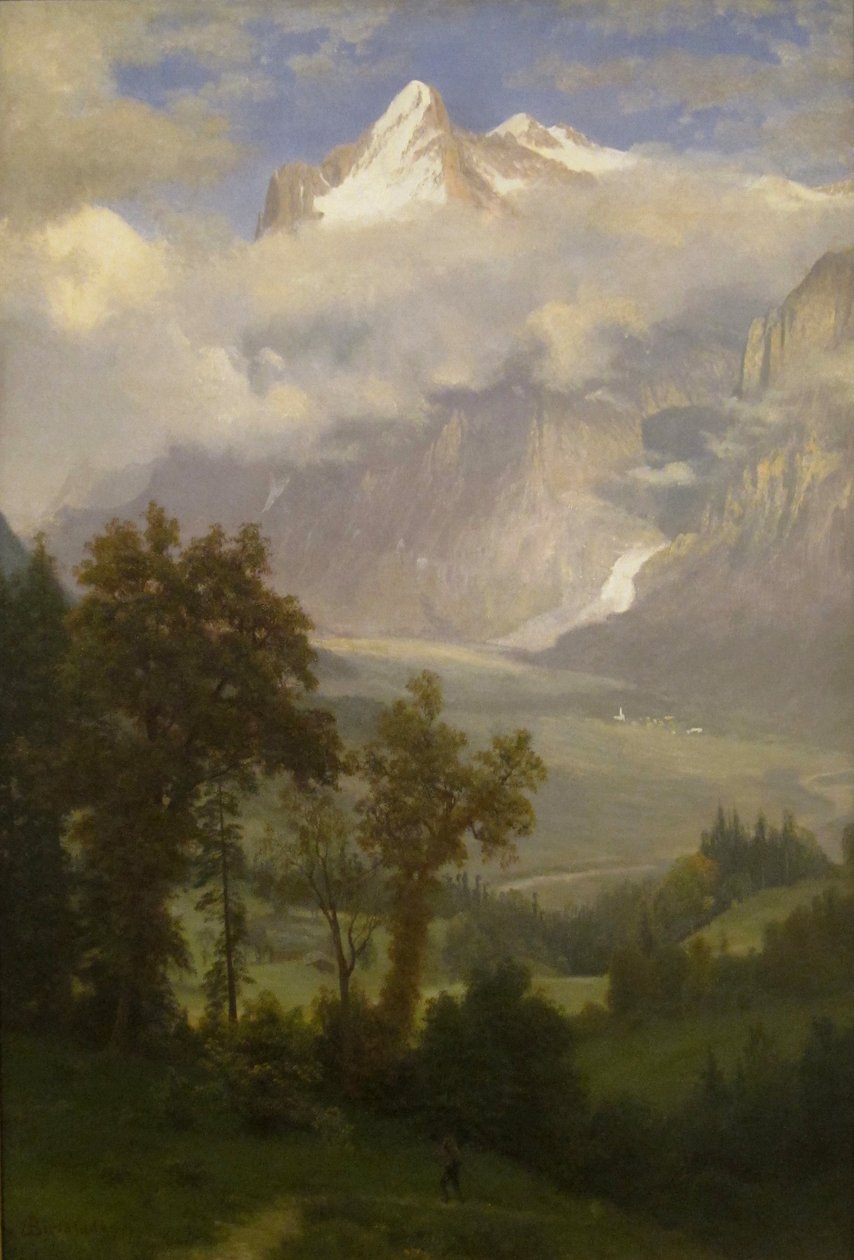 Näkymä Wetterhornille Grindelwaldin laaksosta tekijältä Albert Bierstadt