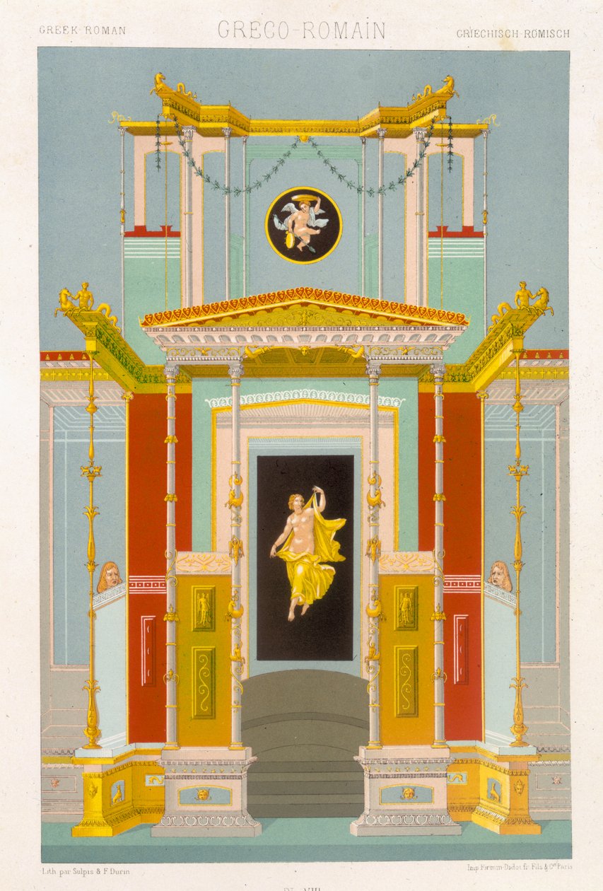 Kreikkalais-roomalainen tyyli, levy VIII "polychrome Ornamentista" kaiverrettu F. Durin, julkaistu Pariisissa, 1869 tekijältä Albert Charles August Racinet
