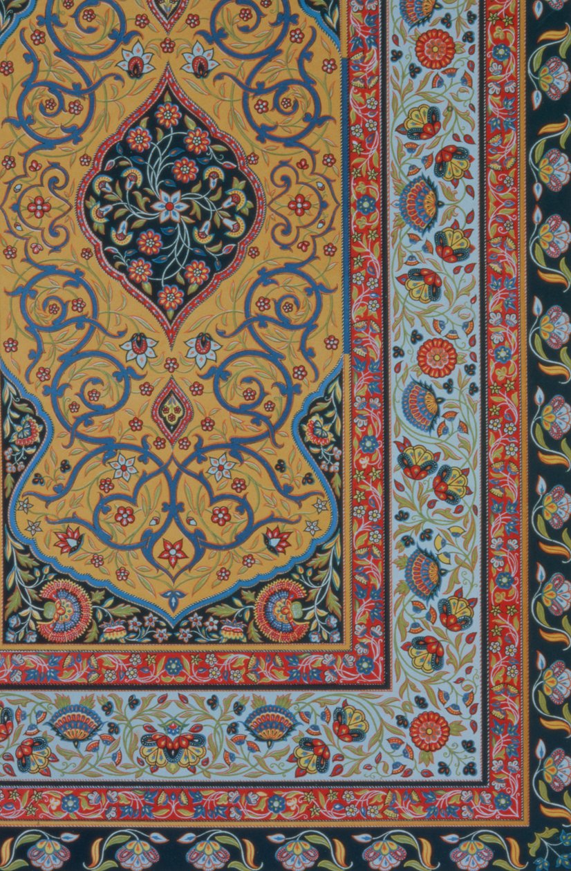 Persialainen koristelu teoksesta "Polychrome Ornament", kaiverrus F. Durin, pub. Lemercier und C., Pariisi, 1869 tekijältä Albert Charles August Racinet