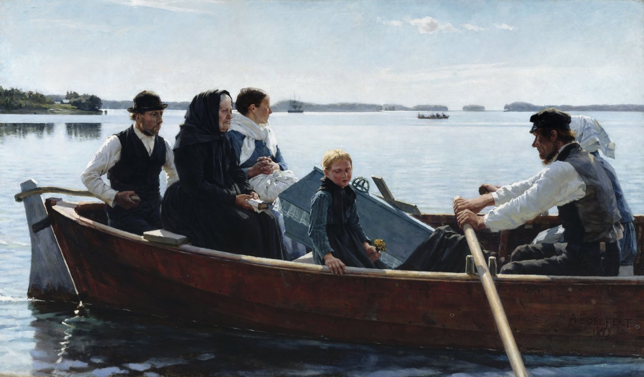 Lapsen ruumissaatto Lapsen arkun kuljettaminen tekijältä Albert Gustaf Aristides Edelfelt