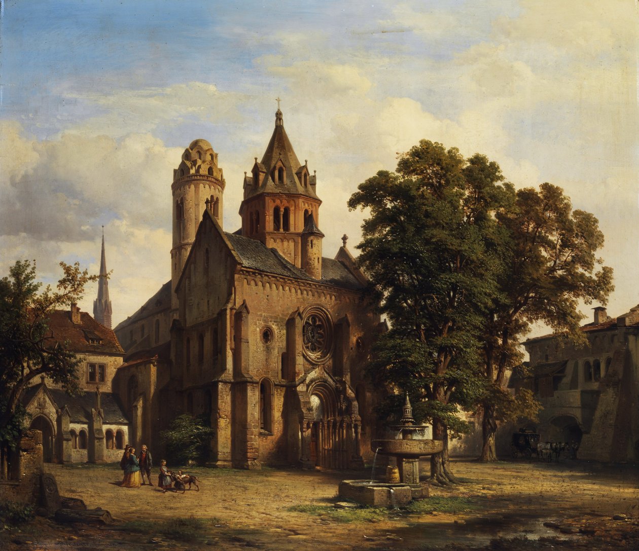 Blick auf eine romanische Kirche. tekijältä Albert Emil Kirchner